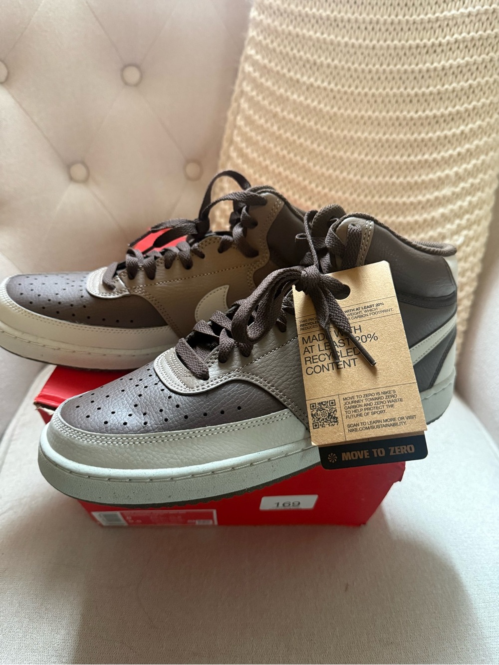 Nike Women’s Mid-Top Sneakers, Court Vision - Brown, Gray
